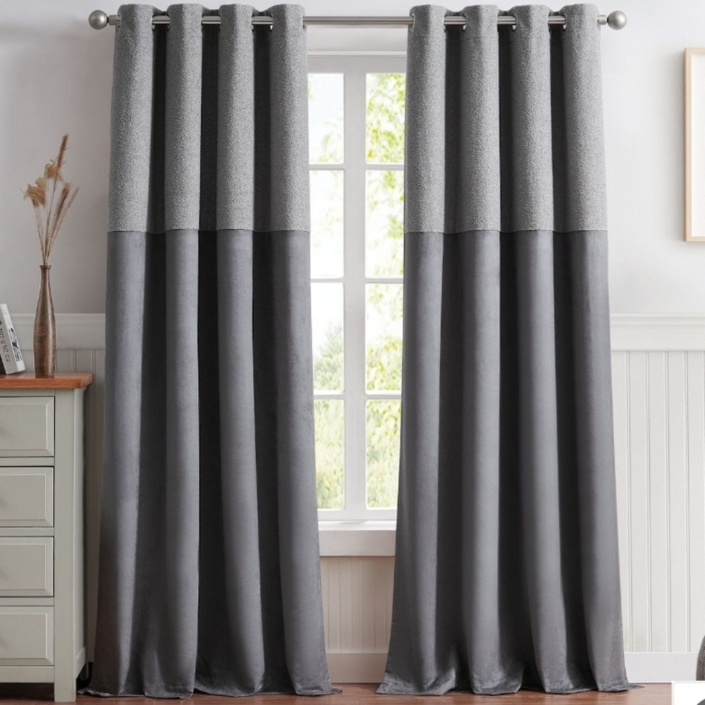 Elegant Gray Two-Tone Curtains